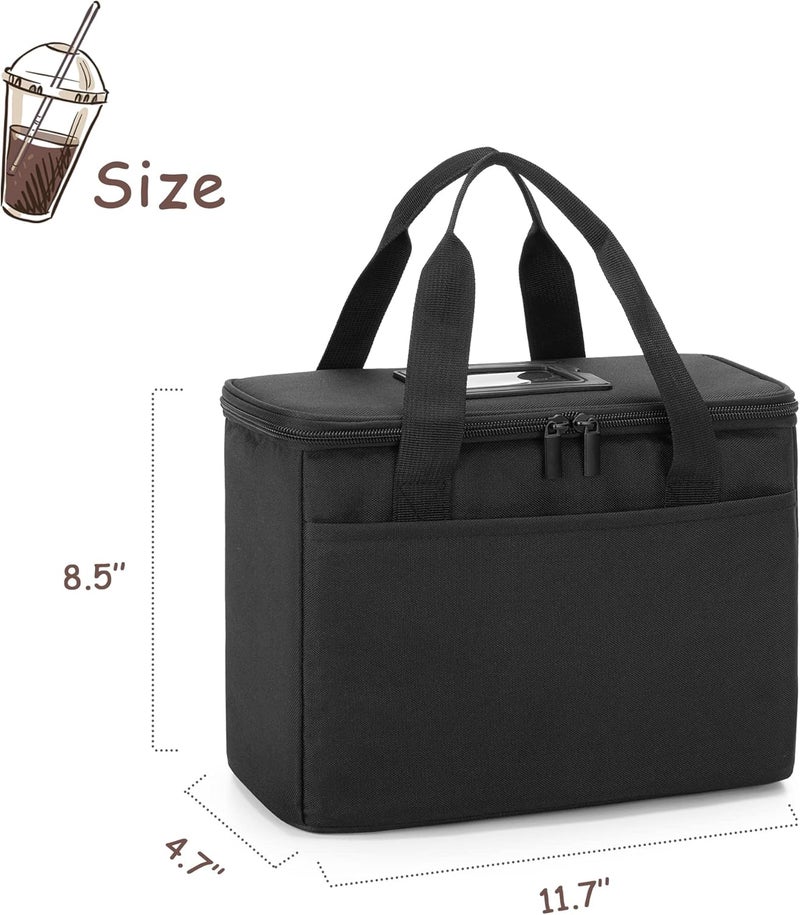Trunab Reusable 3 Cups Drink Carrier for Delivery with Adjustable Dividers, Insulated Drink Caddy Holder Bag for Take Out, Beverages Carrier Tote with Handle for Outdoors, Patented Design, Black - Image 5