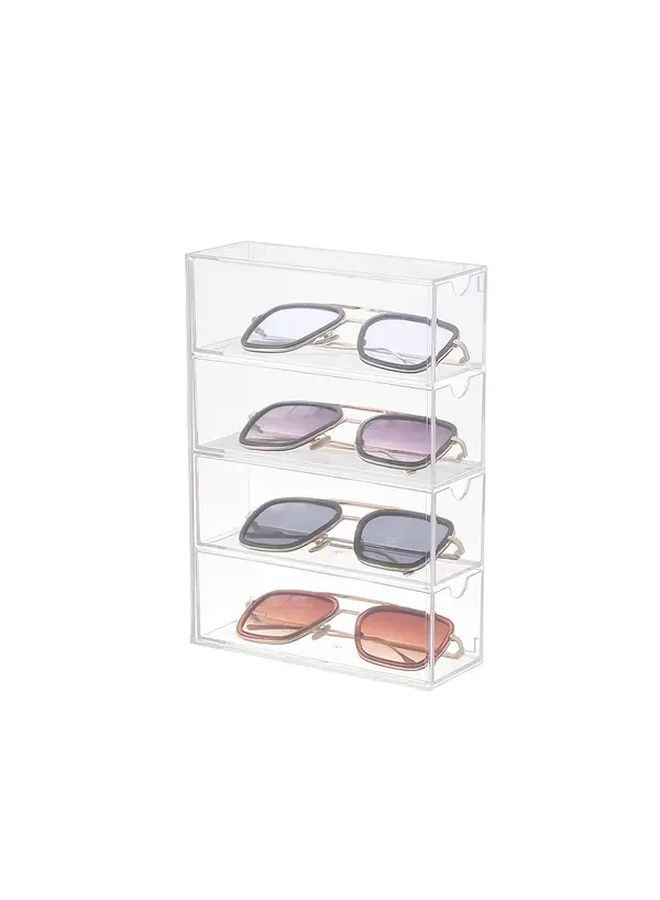 Transparent Acrylic 4 Tier Storage Box Stackable Drawer Organizer For Glasses Cosmetics - Image 2