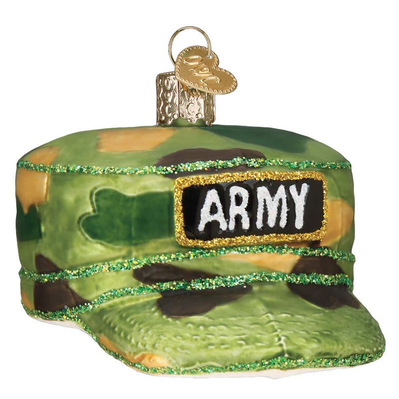 Old World Christmas Army Cap Ornament  Green