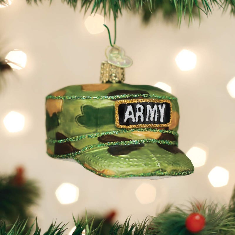 Old World Christmas Army Cap Ornament  Green