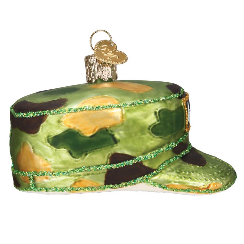 Old World Christmas Army Cap Ornament  Green