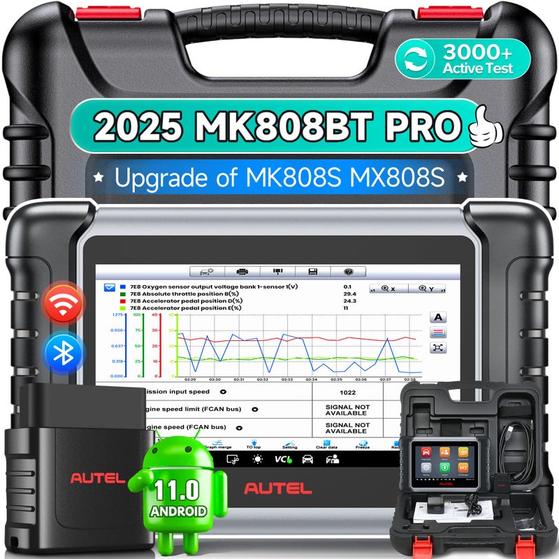 Autel Scanner MaxiCOM MK808BT PRO 2025 20 Full Bidirectional Diagnostic Tool as MK900 MX900 MK900BT Pro Ver of MK808S MX808S 3000 Test 28 Service All System Brake Bleed Injector Coding FCA
