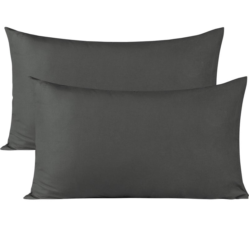 BEDSUM Microfiber Queen Pillowcases Set of 2, Soft Wrinkle Resistant and Easy Care Pillow Cases with Envelope Closure for Kids, 20x30 inches, Dark Grey - Image 1