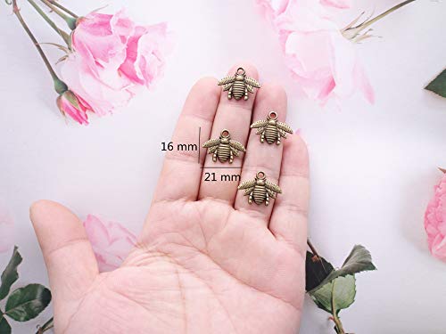 HAMIYELL 100 Pcs Alloy Bee Charms Honeybee Pendant for DIY Craft Necklace Bracelet Jewelry Making(Antique Bronze) - Image 2