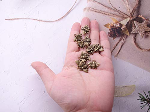 HAMIYELL 100 Pcs Alloy Bee Charms Honeybee Pendant for DIY Craft Necklace Bracelet Jewelry Making(Antique Bronze) - Image 3