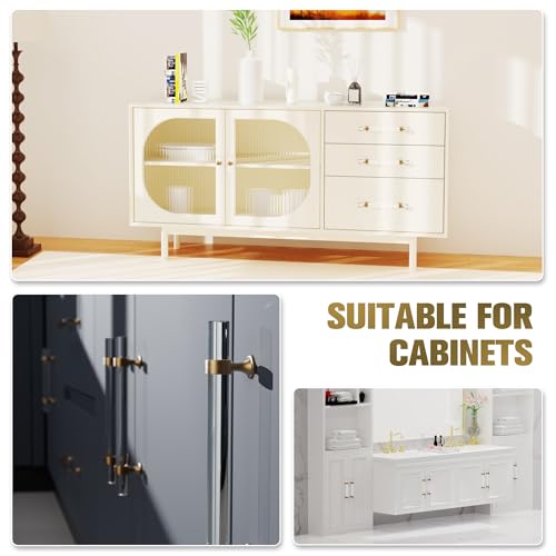 CEYMIO 3 34 inch Cabinet Handles Kitchen Cabinets Drawer 6 Pack Champagne Bronze 96 mm Crystal Pulls Solid Base Closet Cupboard Dresser Drawers Hardware Handles Bathroom Bedroom Pull Glass Clear - Image 3