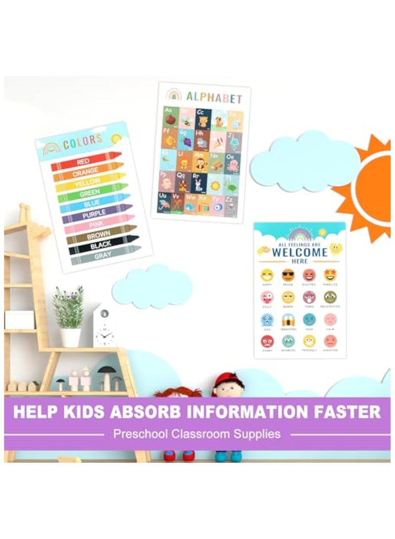 KASTWAVE 16 Educational Posters, Laminated Preschool Posters for Classroom, Kindergarten, Wall Decor with ABC Alphabet, Shapes, Numbers, Colors, Money, Weather, Months of the Year,  - Image 5