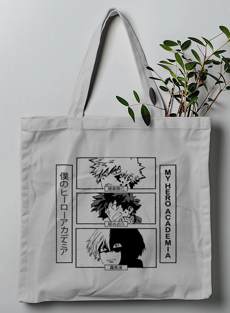 LOWHA Polyester Tote Bag with Shoulder Straps and My Hero Academia Anime Pattern  - Image 1