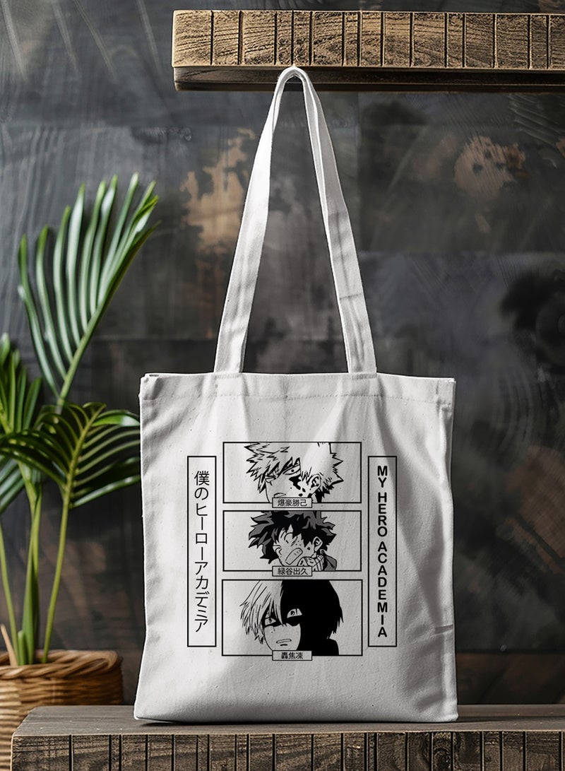 LOWHA Polyester Tote Bag with Shoulder Straps and My Hero Academia Anime Pattern  - Image 3