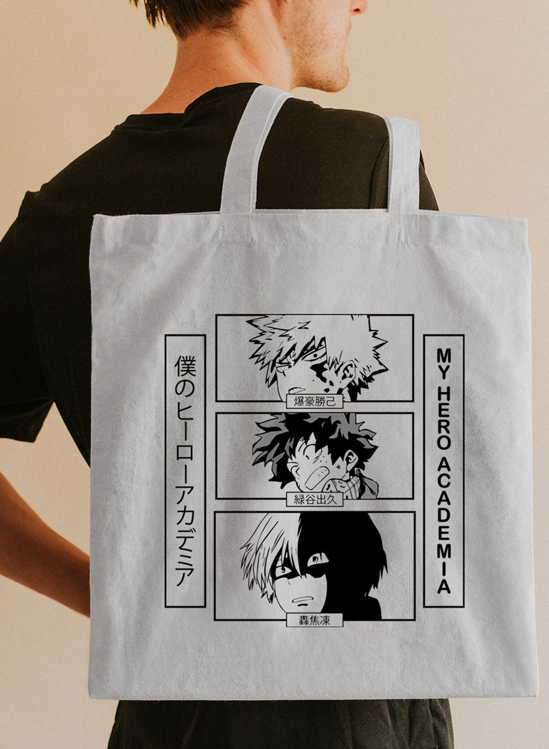 LOWHA Polyester Tote Bag with Shoulder Straps and My Hero Academia Anime Pattern  - Image 2