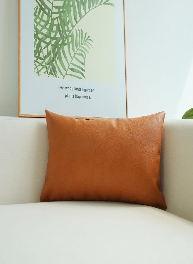 JOJUSIS Modern Leather Throw Pillow Cover for Couch Sofa Bed 12 x 20 Inch 100% Faux Leather - Image 1