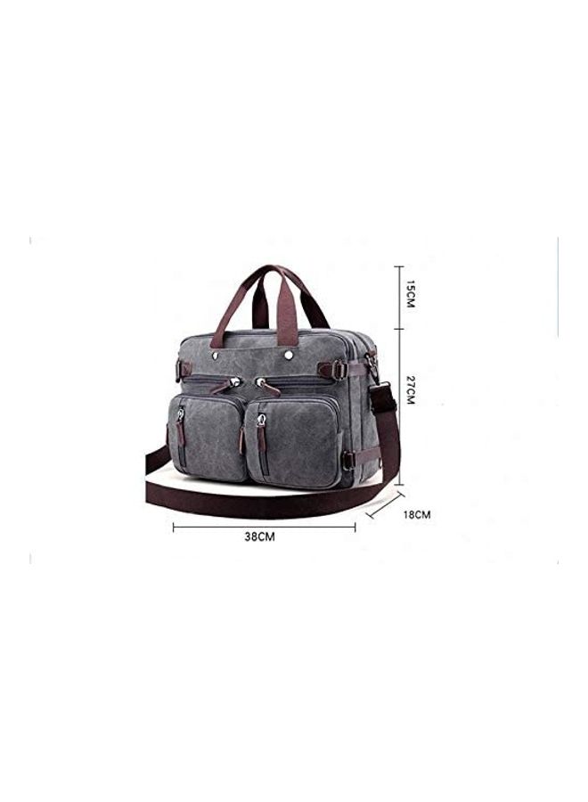 Fashion Messenger Canvas Bag Shoulder Portable Men's Backpack Multi-function Travel Bag-Grey Grey - Image 3