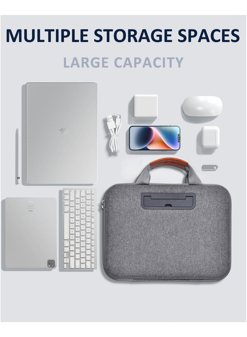 SOLARAE Hard Laptop Work-In Case 14 Inch, 2 in 1 Laptop Bag Lap Desk with Stopper and Book Clip, Shockproof Waterproof Laptop Sleeve with Handle, Compatible with MacBook HP Dell Lenovo ASUS and More - Grey - Image 5