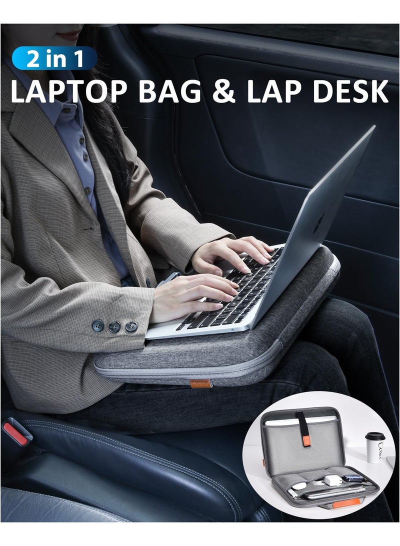 SOLARAE Hard Laptop Work-In Case 14 Inch, 2 in 1 Laptop Bag Lap Desk with Stopper and Book Clip, Shockproof Waterproof Laptop Sleeve with Handle, Compatible with MacBook HP Dell Lenovo ASUS and More - Grey - Image 2