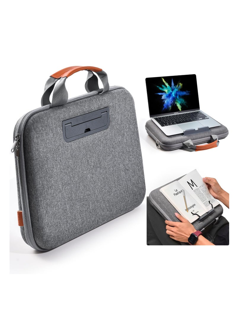 SOLARAE Hard Laptop Work-In Case 14 Inch, 2 in 1 Laptop Bag Lap Desk with Stopper and Book Clip, Shockproof Waterproof Laptop Sleeve with Handle, Compatible with MacBook HP Dell Lenovo ASUS and More - Grey - Image 1