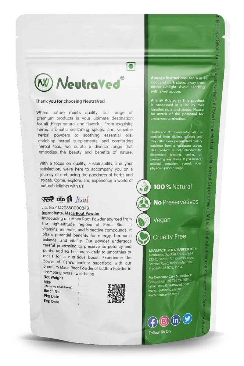 NeutraVed 100% Natural Maca Root Powder -50g | Pure Peruvian Superfood (Lepidium Meyenii) | Natural Adaptogen for Energy, Stamina, Mood & Hormonal Balance | Non-GMO, Vegan & Gluten Free | Zipper Standup Pouch - Image 5