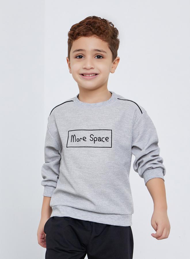 Styli Slogan Print Round Neck Sweatshirt - Image 1