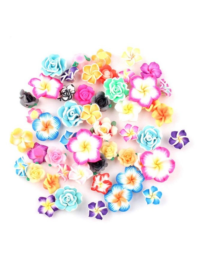Zhiheng Assorted 50 Pack Tropical Flower Resin Charms Hawaiian Bali Plumeria Flatback Cabochons Flatback Plastic Beads For Miniature Fairy Garden Accessories Scrapbooking Home Decor Supplies - Image 1