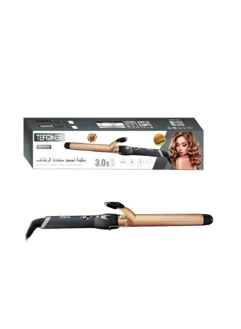TEFONER Professional automatic hair curler for all hair types with instant fast heating, black color, professional curling device with rapid temperature heating for perfect hairstyling in minutes, hair styling tool, hair iron, hair styler, hair straightening and styling device, ceramic hair styler, automatic hair curler, hair curling tool, curly hair styling device. - Image 1
