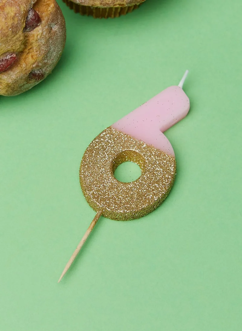 Talking Tables Glitter Number 6 Candle