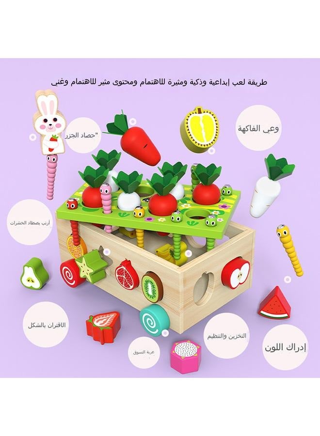 Montessori Toys for 2,3,4 Year Old Baby Boys and Girls, Carrots Harvest Game, Wooden Shape Sorting Toys Gifts for Toddlers, Kids Age 1-3, Wood Preschool Learning Fine Motor Skills Game - Image 4