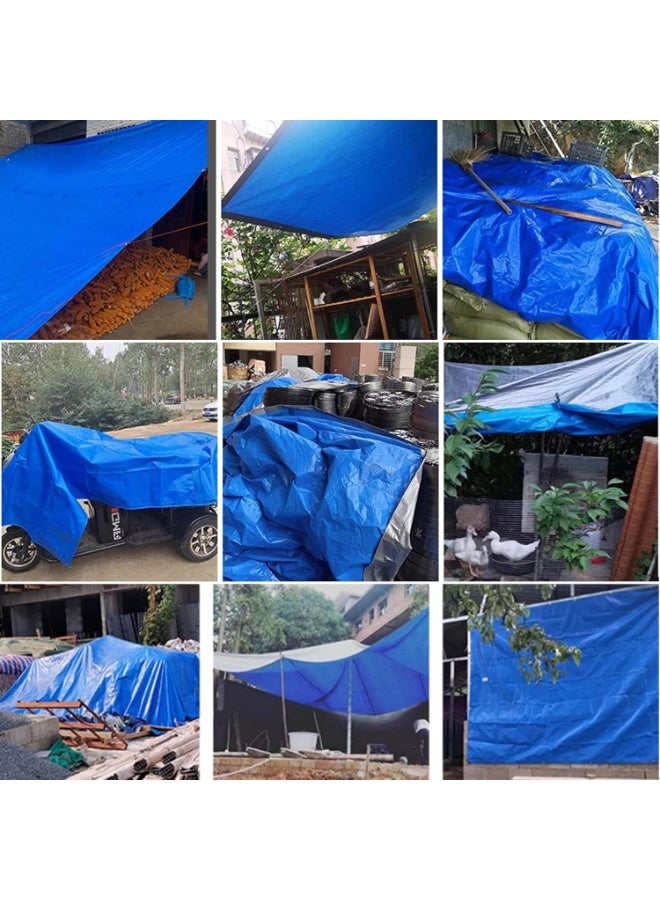 Blue waterproof protective tarpaulin, 200 g/m² awning with grommets, UV protection made of reinforced polyethylene, outdoor plastic tarpaulin for garden furniture, trucks, tents, and wood, 4 x 12 meters - Image 3