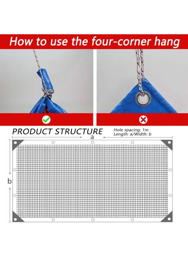 Blue waterproof protective tarpaulin, 200 g/m² awning with grommets, UV protection made of reinforced polyethylene, outdoor plastic tarpaulin for garden furniture, trucks, tents, and wood, 4 x 12 meters - Image 2