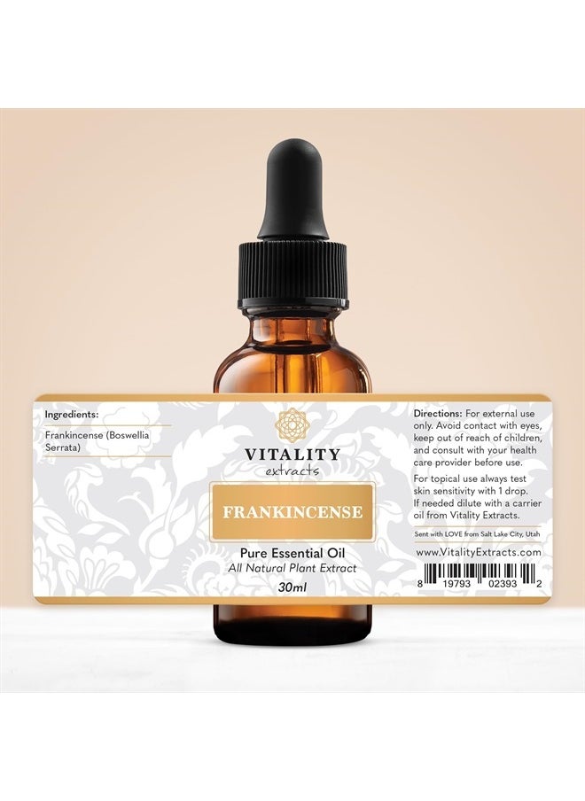 Vitality Extracts - Frankincense Essential Oil - 30ml, Boswellia Serrata, Aromatherapy, Skin Care, Natural Calm, Stress Relief, Yoga, Comfort - Image 1