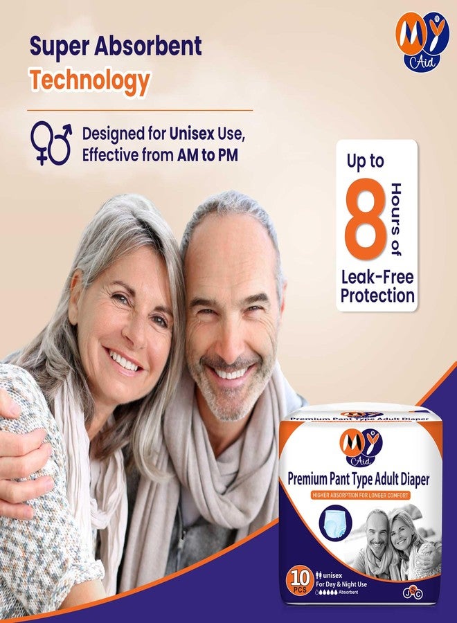 MYAID Unisex Premium Adult Diaper X-Large Size Pant Style with Higher Absorption & Longer Comfort,Anti-Bacterial Absorbent Core- XL Size for Secure Fit and All-Day Protection - (10 Count,Pack of 1) - Image 3