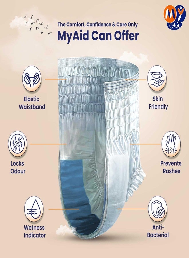 MYAID Unisex Premium Adult Diaper X-Large Size Pant Style with Higher Absorption & Longer Comfort,Anti-Bacterial Absorbent Core- XL Size for Secure Fit and All-Day Protection - (10 Count,Pack of 1) - Image 4