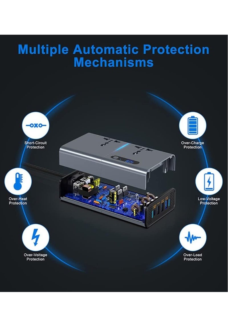 Versatile 200W Car Power Inverter – LED Display & Switch Function - Image 2