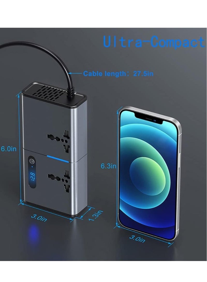 Versatile 200W Car Power Inverter – LED Display & Switch Function - Image 3
