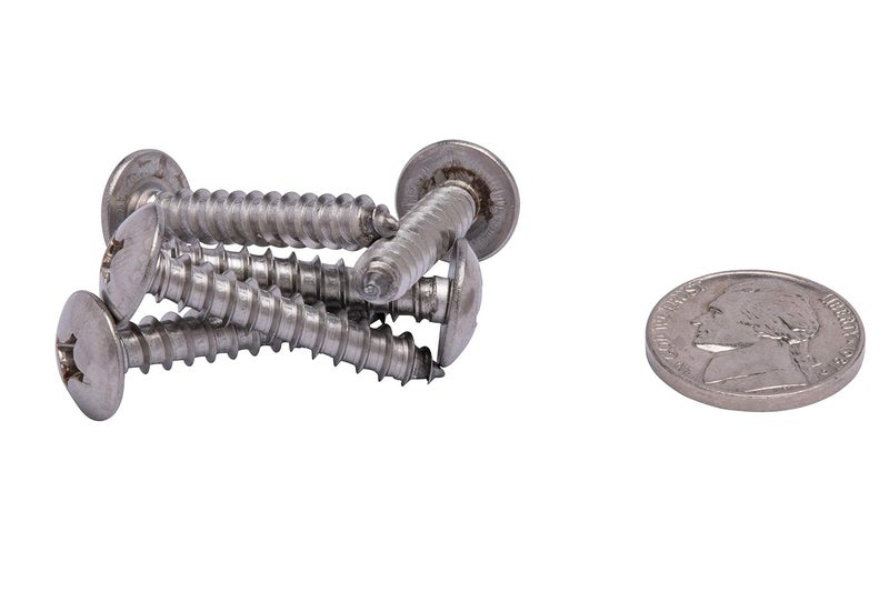 Bolt Dropper No. 12 x 1-1/4" Stainless Truss Head Phillips Wood Screw, (25 pc), 18-8 (304) Stainless Steel Sheet Metal Screws, Type A Point, Plain Finish by - Image 3