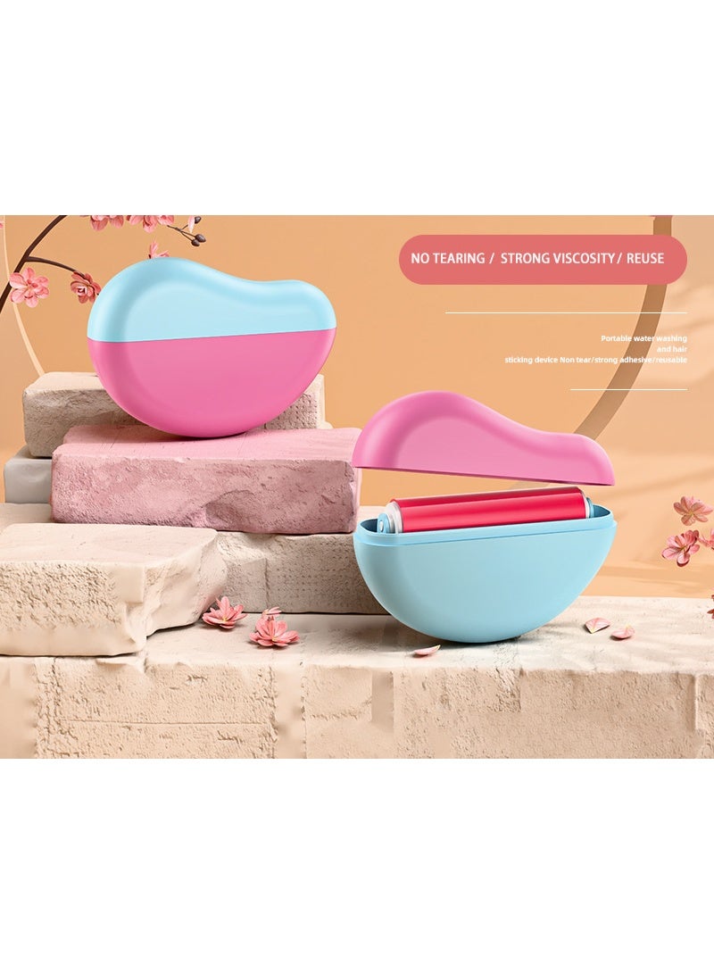 HOMESTAR Washable Lint Roller Reusable Pet Hair Remover Strong Sticky Roller Portable Fuzz Sweeper For Home Office , Down and Hair, Paper Scraps, Food Scraps, and Fine Dust,10.2x7.3x3 cm (Pink/Blue) - Image 3