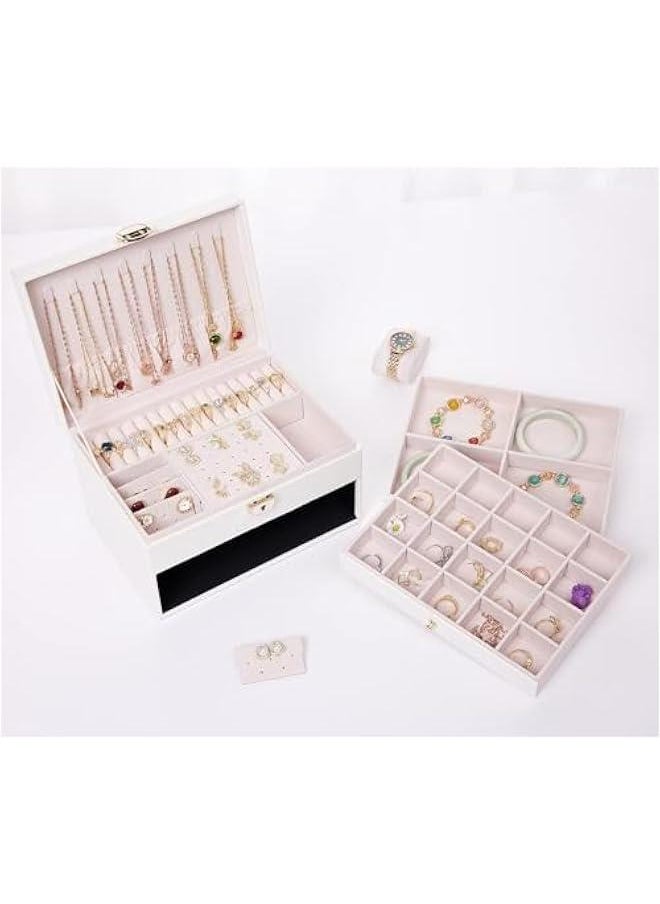 MIXDE 3Layer Jewelry Box, Jewelry Holder Organizer with Jewelry Organizer Drawer, Large Jewelry Boxes & Organizer with Velvet Earring Organizer Lockable Jewelry Holder Gifts for Women&Girls (‎Black)  - Image 4