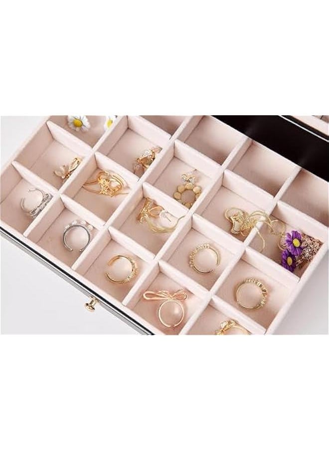 MIXDE 3Layer Jewelry Box, Jewelry Holder Organizer with Jewelry Organizer Drawer, Large Jewelry Boxes & Organizer with Velvet Earring Organizer Lockable Jewelry Holder Gifts for Women&Girls (‎Black)  - Image 3