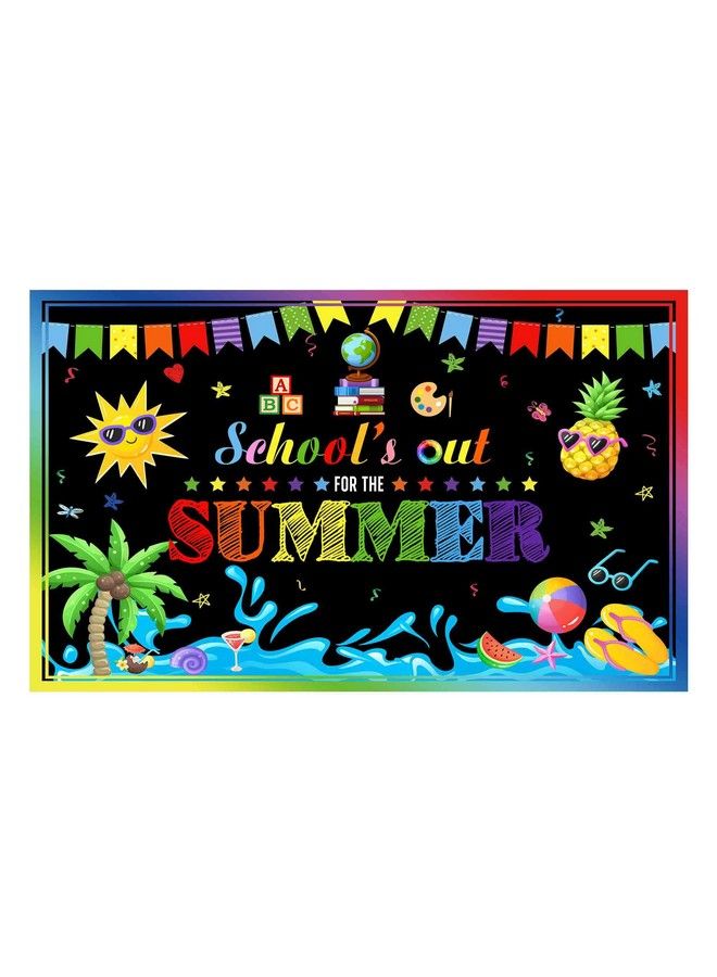 Allenjoy End Of School Year Theme Backdrop For Kids Boy Girl Class Tropical Beach Pool Splash Bash Birthday Party School'S Out For The Summer Supplies Decorations Banner Background - Image 1