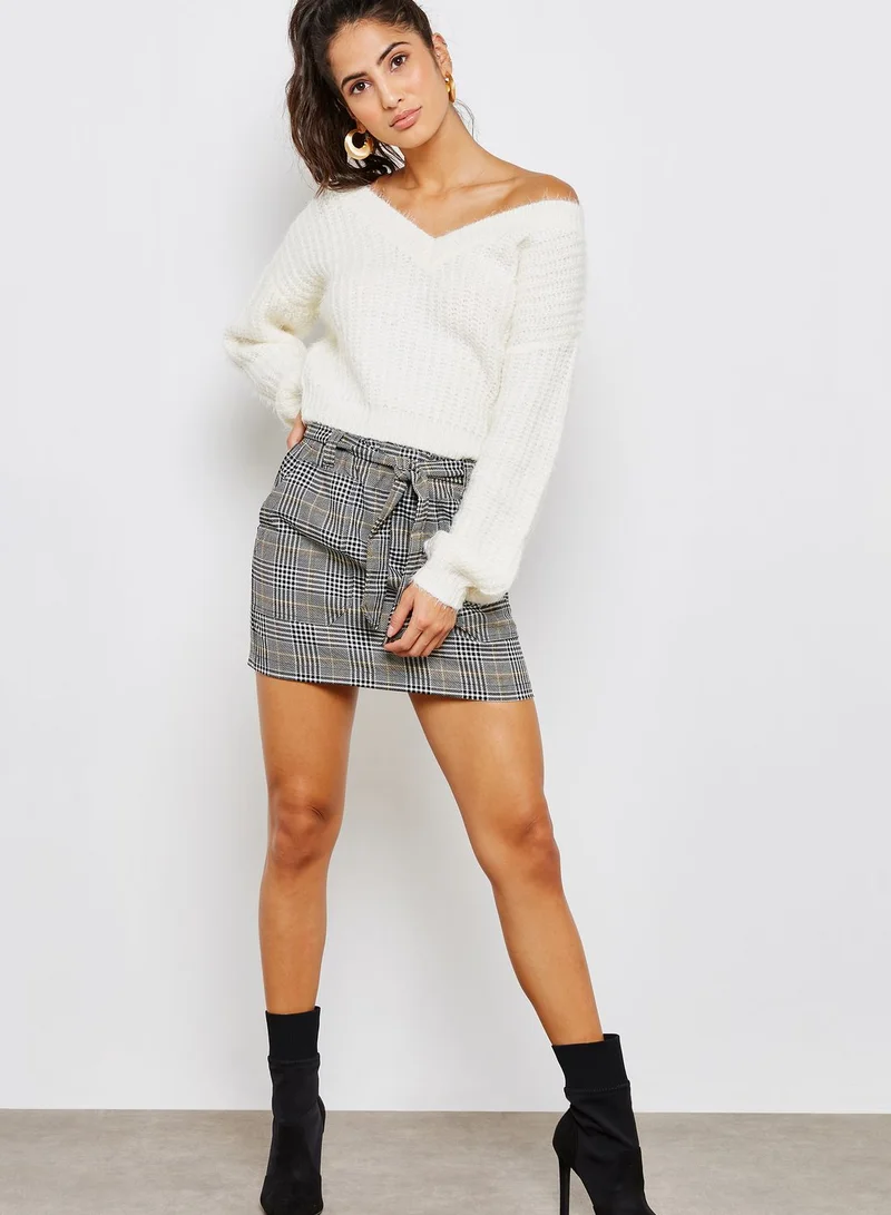 FOREVER 21 Plaid Paperbag Waist Skirt