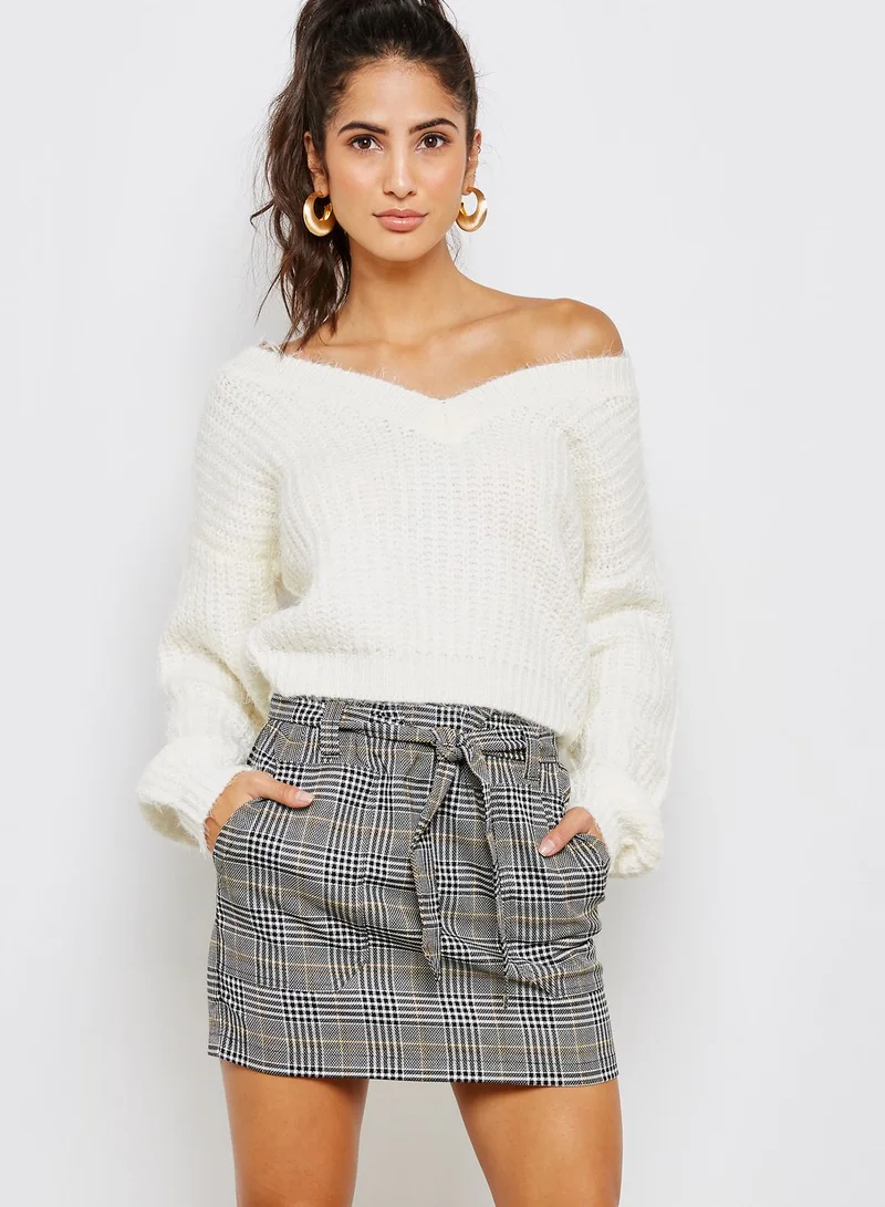 FOREVER 21 Plaid Paperbag Waist Skirt