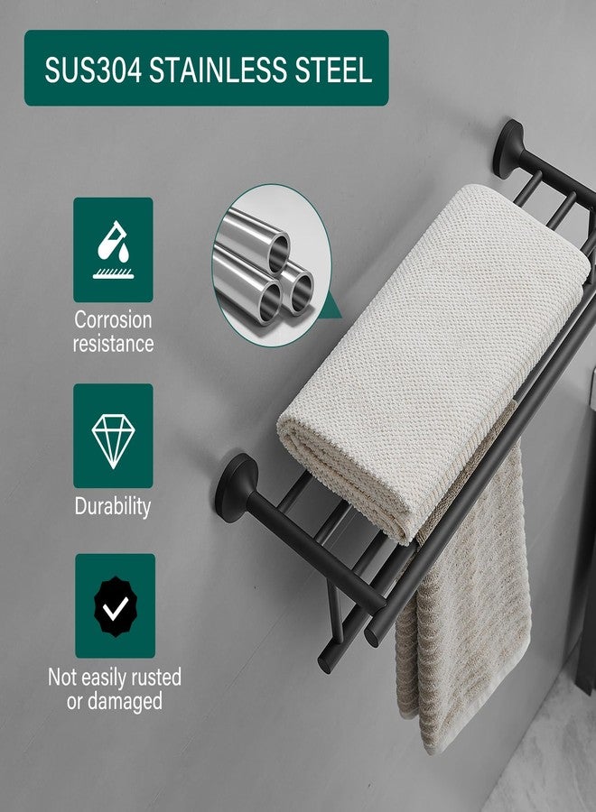 BWE 24 Inch Bathroom Towel Rack,Wall Mounted Towel Racks for Bathroom,with Single Towel Bar SUS 304 Stainless Steel Towel Holder for Bathroom Lavatory Matte Black - Image 3