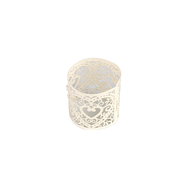 50pcs Hollow Out Candle Wrappers Decor Candle Shade Paper Candle Decoration for Wedding Birthday Party Baby Shower (Beige) - Image 3