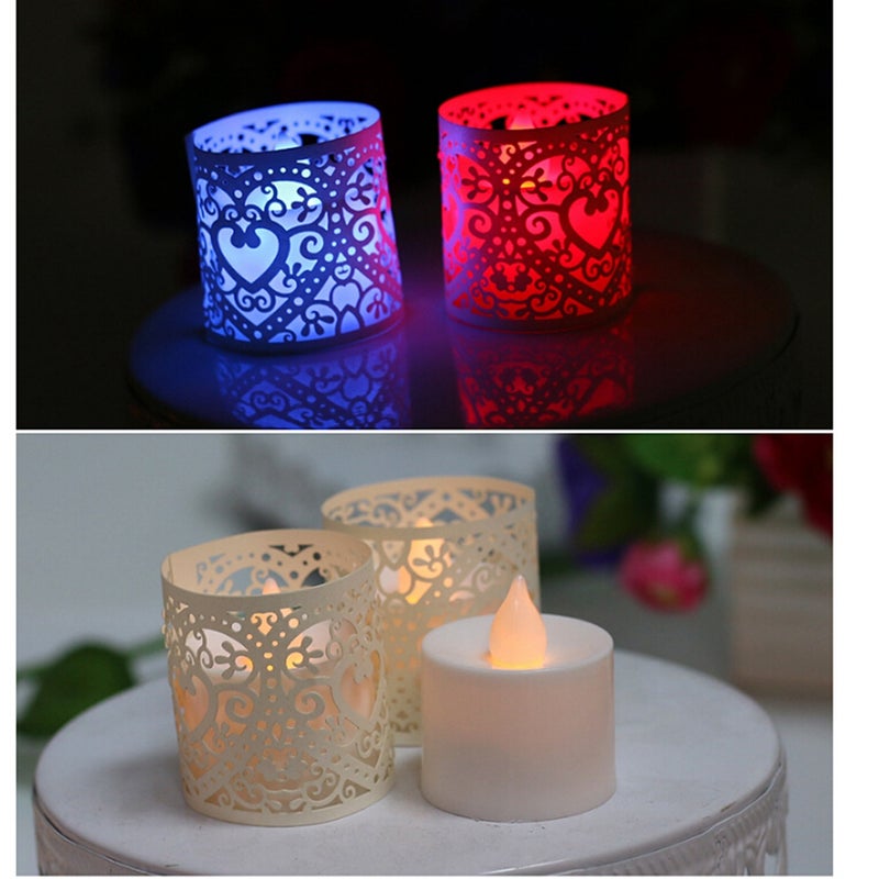 50pcs Hollow Out Candle Wrappers Decor Candle Shade Paper Candle Decoration for Wedding Birthday Party Baby Shower (Beige) - Image 2
