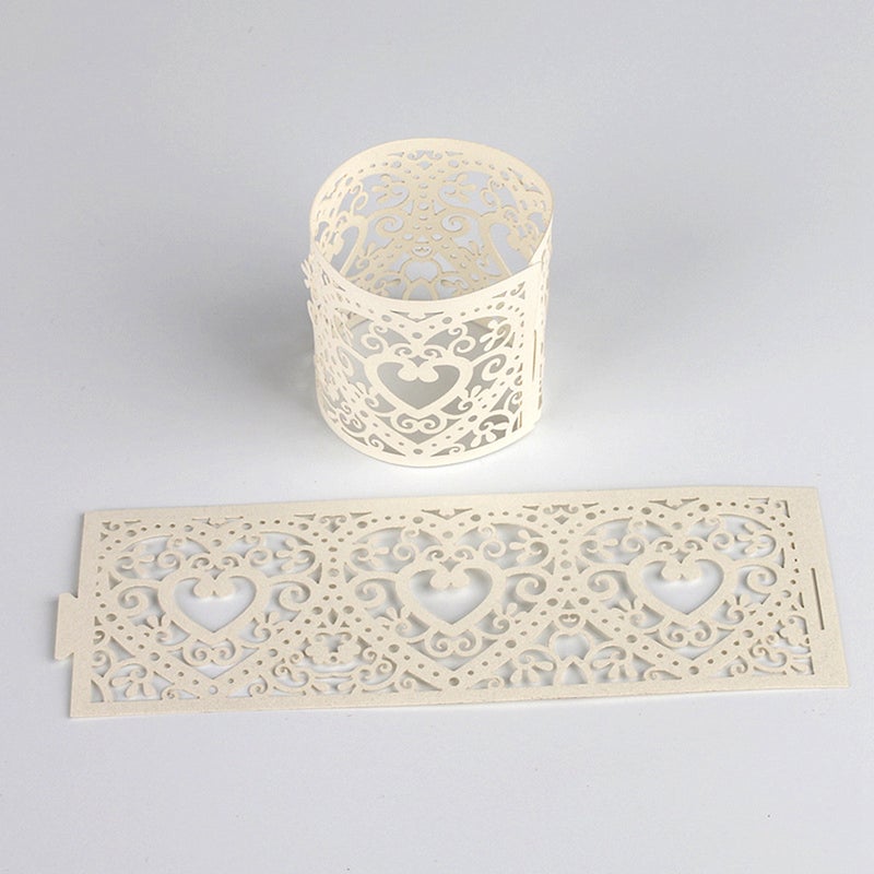 50pcs Hollow Out Candle Wrappers Decor Candle Shade Paper Candle Decoration for Wedding Birthday Party Baby Shower (Beige) - Image 5