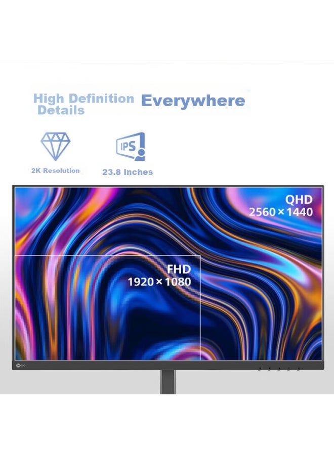 Lecoo 23.8-inch 2k 100hz Ips Ultra-thin Bezel Wall-mountable Monitor, Low Blue Light, Flicker-free, Computer Office Lcd Display B2412q-r - Image 1