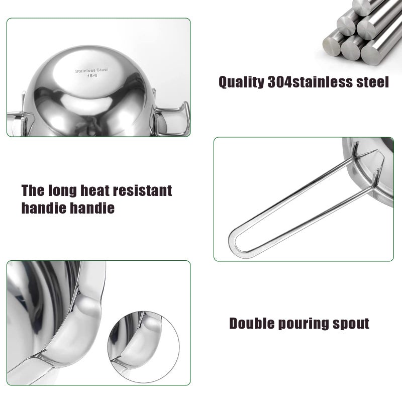 Sysmie Double Boiler Pot Set for Melting Chocolate, Butter, Cheese, Caramel and Candy - 18/8 Steel Melting Pot, 2 Cup Capacity, Including The 1000ml and 600ml Capacity… - Image 3
