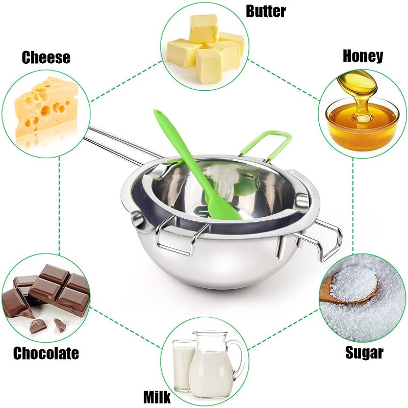 Sysmie Double Boiler Pot Set for Melting Chocolate, Butter, Cheese, Caramel and Candy - 18/8 Steel Melting Pot, 2 Cup Capacity, Including The 1000ml and 600ml Capacity… - Image 5