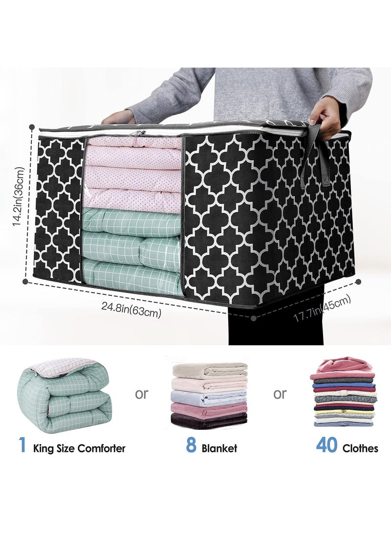 Beauenty 90L Large Storage Bags with Blanket Clothes Organization and Storage Containers,3 Pack Closet Organizers and Storage Foldable Clothes Storage Bins for Clothing,Blanket,Comforters,Bedding,Pillows,Quilt  - Image 3