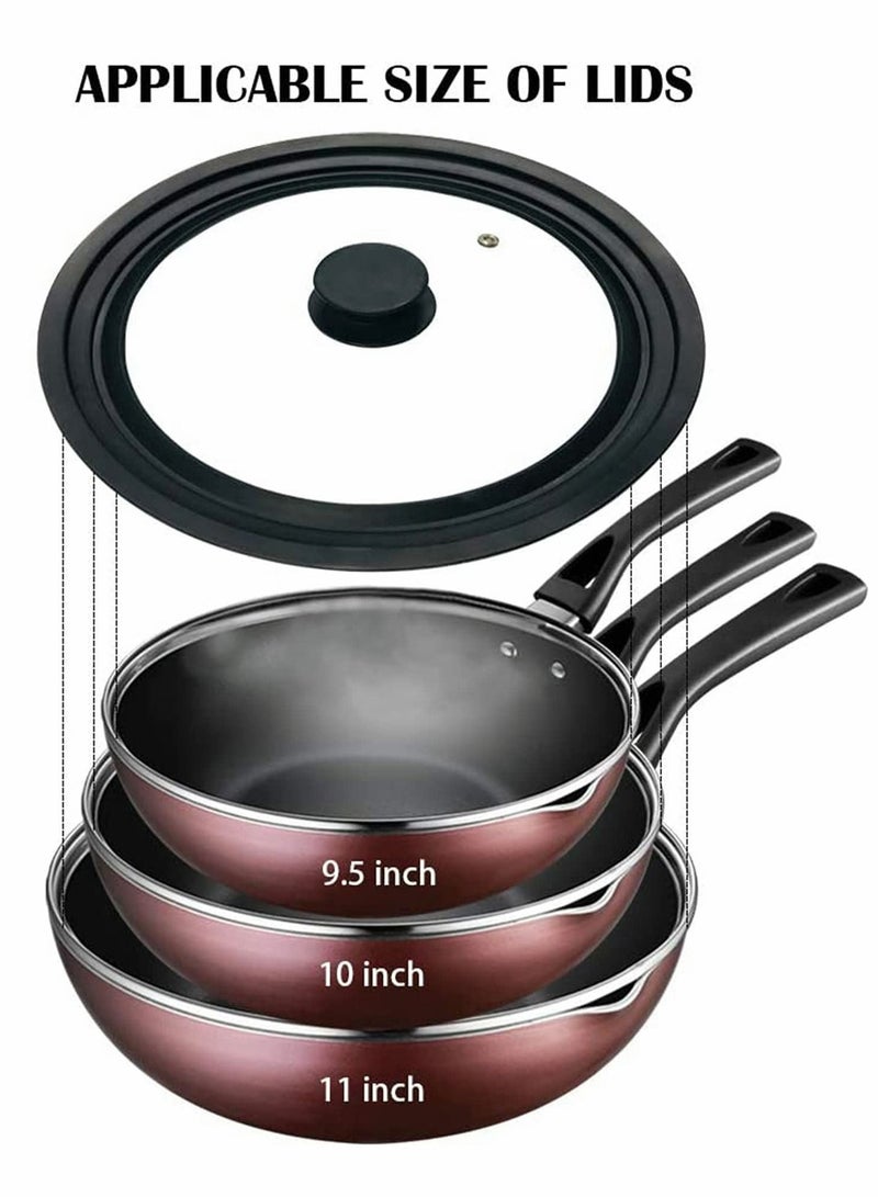Universal Lid for Pots and Pans, Tempered Glass Skillet Frying Pan Cover silicone Lids