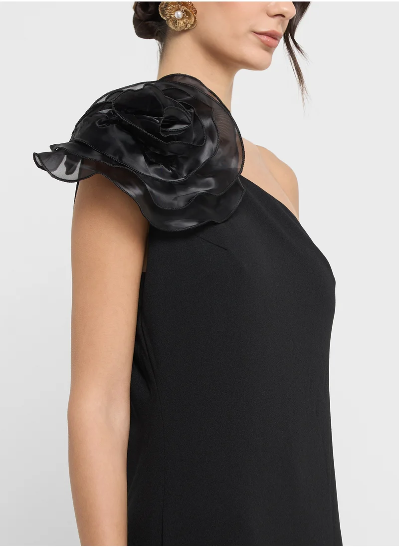 Ella Limited Edition One Shoulder Dress With Floral Detail