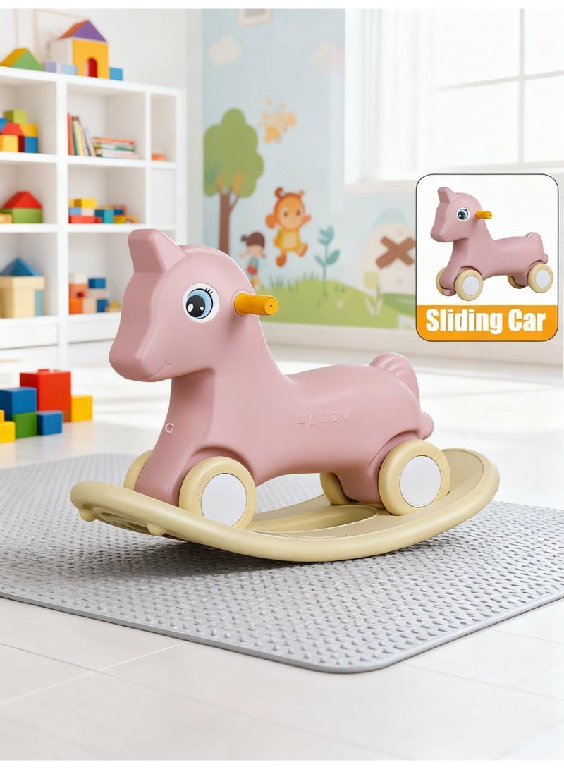 Rocking Horse，Children Ride on Animal Toy,Toddler Balance Bike， Fun Toddler Rocker ，Suitable for Boys and Girls to Play Indoors and Outdoors(Pink，K-616) - Image 1